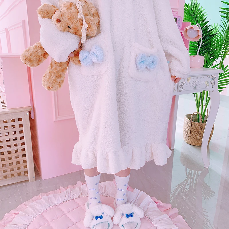 My Melody Cinnamoroll пудинг собака Плюшевые Аниме пижамы наборы с длинным рукавом теплая зимняя домашняя женская ночная одежда