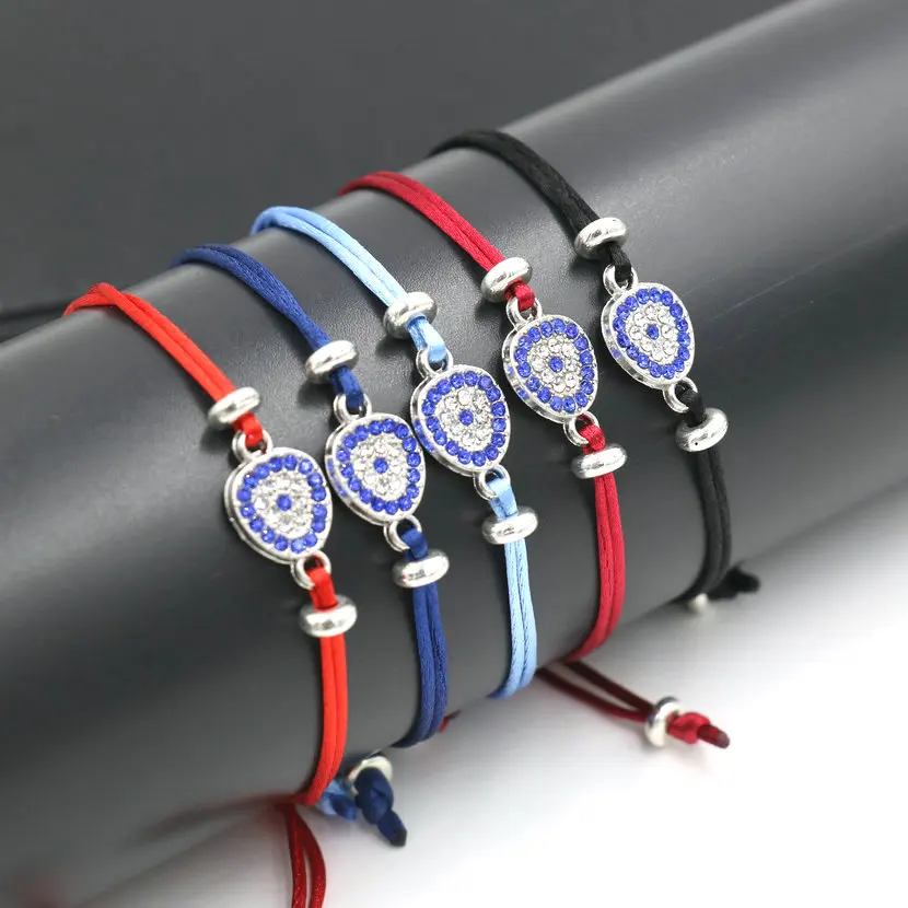 Серебряный цвет, кубический цирконий, Турецкий Дурной глаз, Лаки, красная веревочная нить, браслеты с подвесками для женщин и мужчин, ювелирные изделия ручной работы, подарок