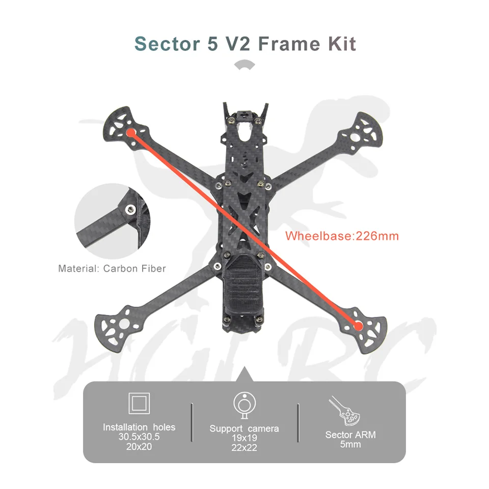 HGLRC Sector5 V2 226 мм FPV Racer Drone PNP/BNF w/F7 60A 4в1 ESC 2306 мотор 1600KV 6 S/2450KV 4S AURORA V2 FPV камера 1200TVL