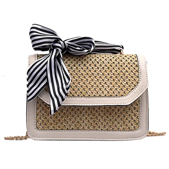 

Women Ribbon Straw Bag Female Summer Rattan Handbag Ins Popular Lady Casual Clutch Bag Travel Handmade Knitted Crossbody