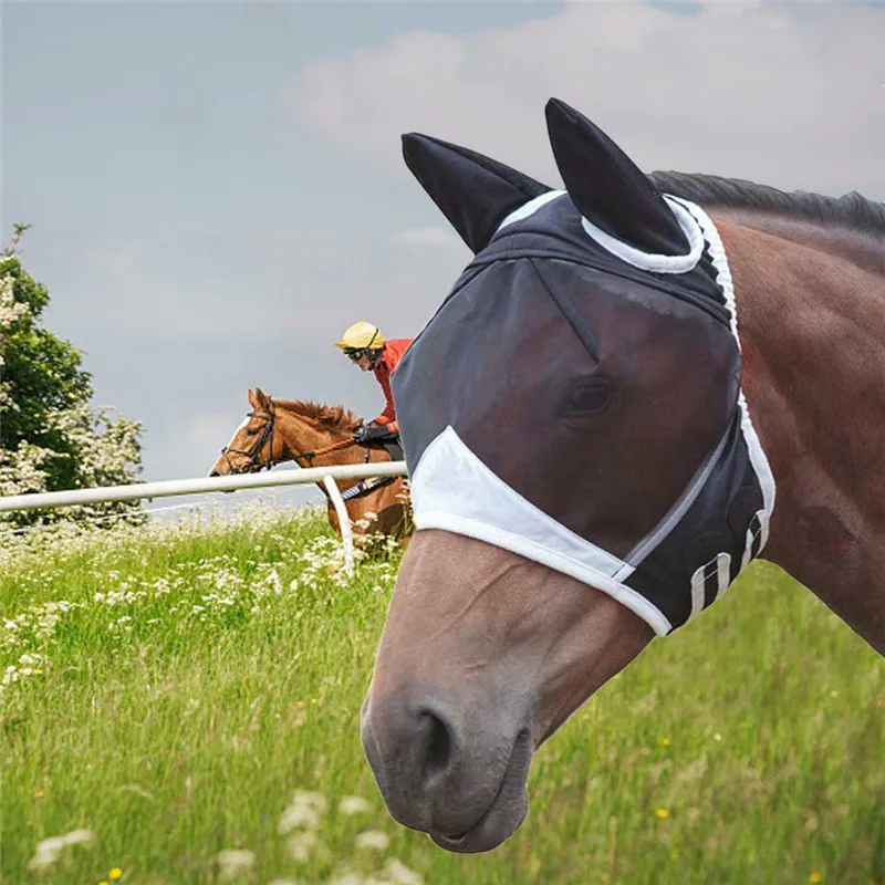 

Horse Detachable Mesh Mask Horse Fly Masks with Ear Covers Comfortable Breathable Anti-Mosquito for Summer Use Horse Equipment