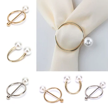 

Pearl Brooch Pin Silk Scarf Buckle Women Shawl Scarf Clip Jewelry Accessories