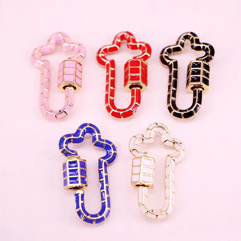 10PCS MIX Color Enamel Lock Carabiner Cross Shaped Screw Clasp Jewelry Accessories | Украшения и аксессуары