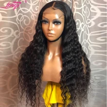 

Long Deep Wave Frontal Wig Deep Curly Lace Closure Wig Pre Plucked Brazilian 30 Inch T Part Lace Front Human Hair Wigs For Women