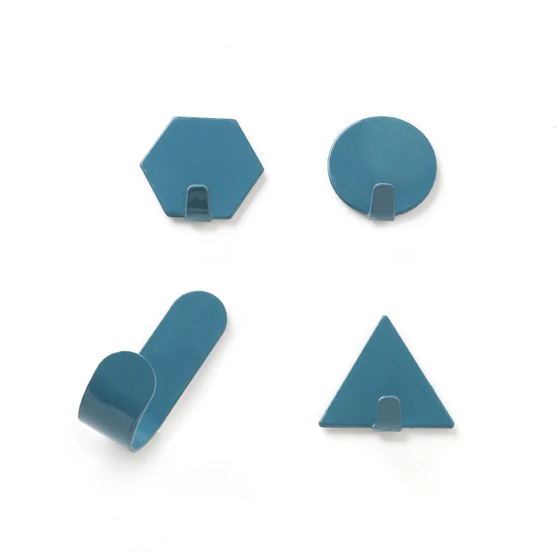 Blue 4 шт. крючком прочный настенный крючок клей ключ крючок держатель для сумок Органайзер переносные крючки для подвесных кистей полотенце Настенный декор - Цвет: Blue