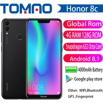 

Global Firmware Honor 8C Smart phone 6.26 inch Snapdragon 632 Octa Core Android 8.1 4000Mah3 Cards Face ID Dual Rear Camera