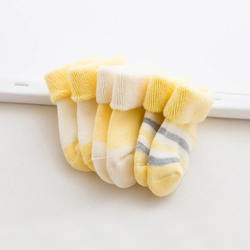 3 пары детских зимних носков для новорожденных; Носки для маленьких девочек; Bebe Fille; носки для новорожденных; теплые рождественские носки для малышей - Цвет: yellow sock