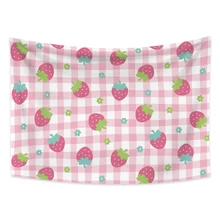 

Fruits Tapestry Wall Hanging Red watermelon Delicious Big Strawberries on Pink Background Tapestries Beach cloth Room Decor