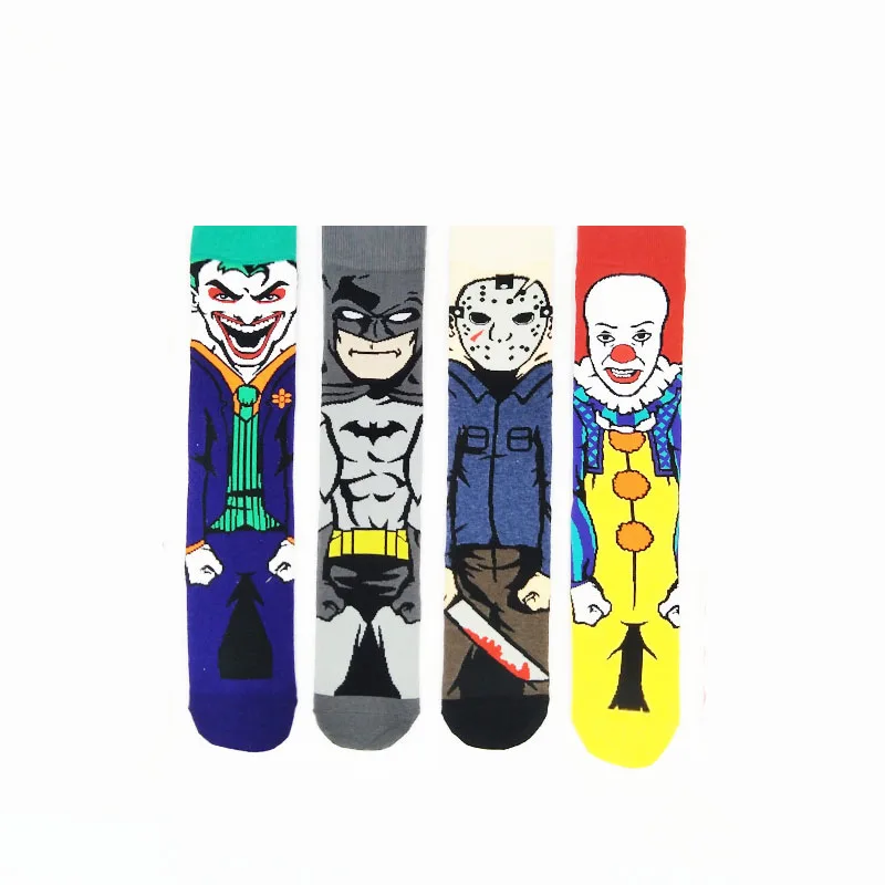 Мужские носки с героями мультфильмов, хип-хоп, чудо, большой размер носки, Супер герои, забавные удобные цветные носки, счастливые хлопковые носки