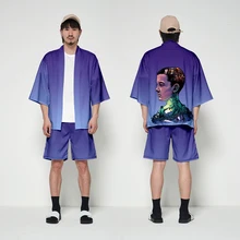 Кимоно Кардиган японский принт Странная история 3 кимоно мужская одежда самураев мужские/женские пары традиционная юката костюмы