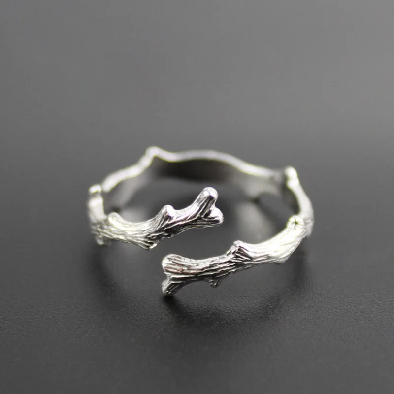 Antique Branches Metal Open Rings For Women Men Classic Wedding Small Ring Male Female