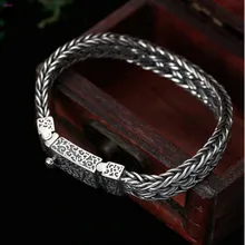 S925 стерлингового серебра модные тайские серебряные технологии тайский серебряный шпагат плетение ротанга цветок застежка мужской браслет для мужчин