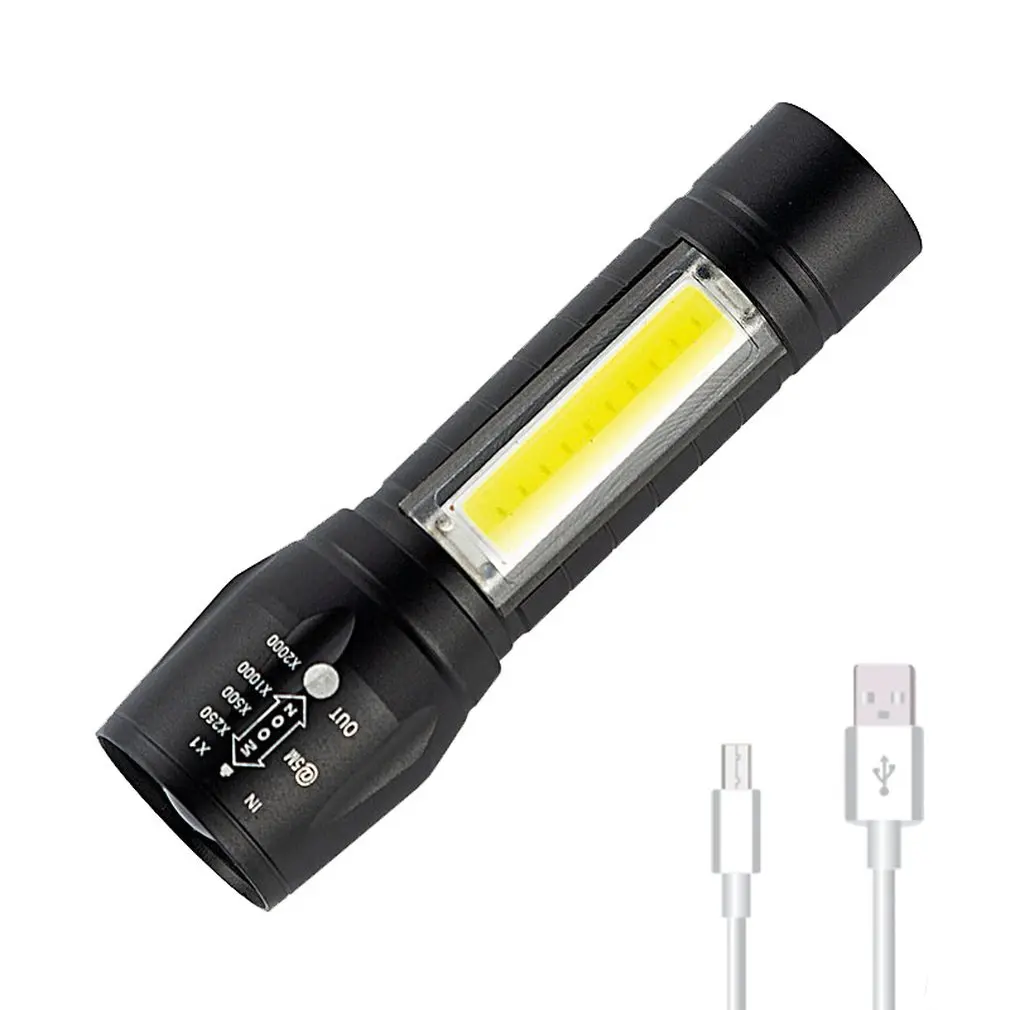 USB алюминиевый сплав COB фонарик высокой мощности светодиодный водонепроницаемый наружный походный охотничий фонарь