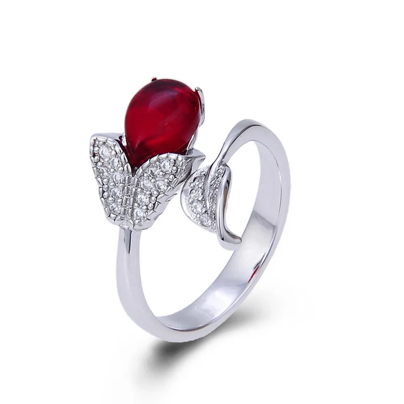red Bague Ringen, 925 пробы, серебряное кольцо, роскошный дизайн, для женщин, с 8,5*5,8 мм, создан рубиновый драгоценный камень, для девушек, вечерние, подарок - Цвет камня: red