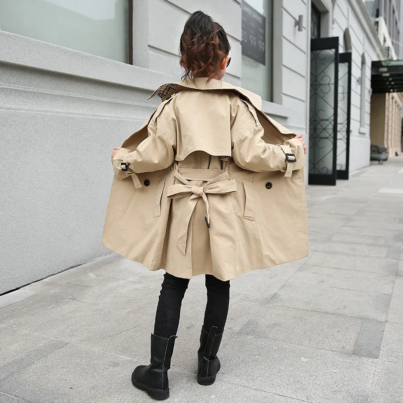 

Girls' Wind Coat Spring And Autumn 2018 New Style Korean-style Big Kid Autumn CHILDREN'S Garment Mid-length Little Girl Western