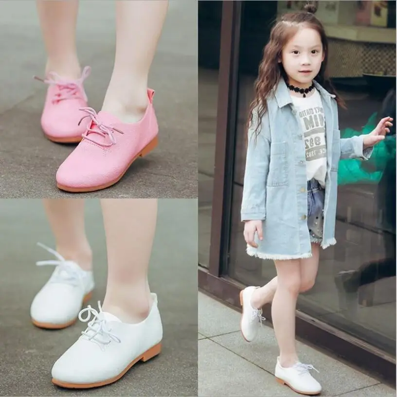 

New Spring Autumn Kids Leather Shoes For Boys Girls Soft Sole White Children Casual Shoes For School Party Dance Sneakers