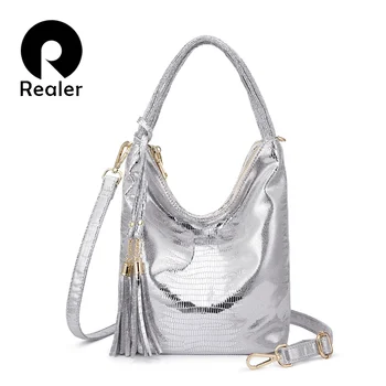 

REALER messenger crossbody bags women fashion handbags female PU leather animal prints totes ladies shoulder bag top-handle bags