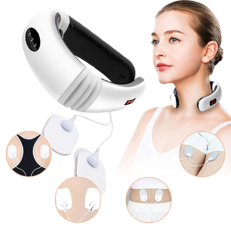 

Electric Pulse Back And Neck Massager Far Infrared Heating Pain Relief Health Care Relaxation Tool Cervical Vertebra Massager