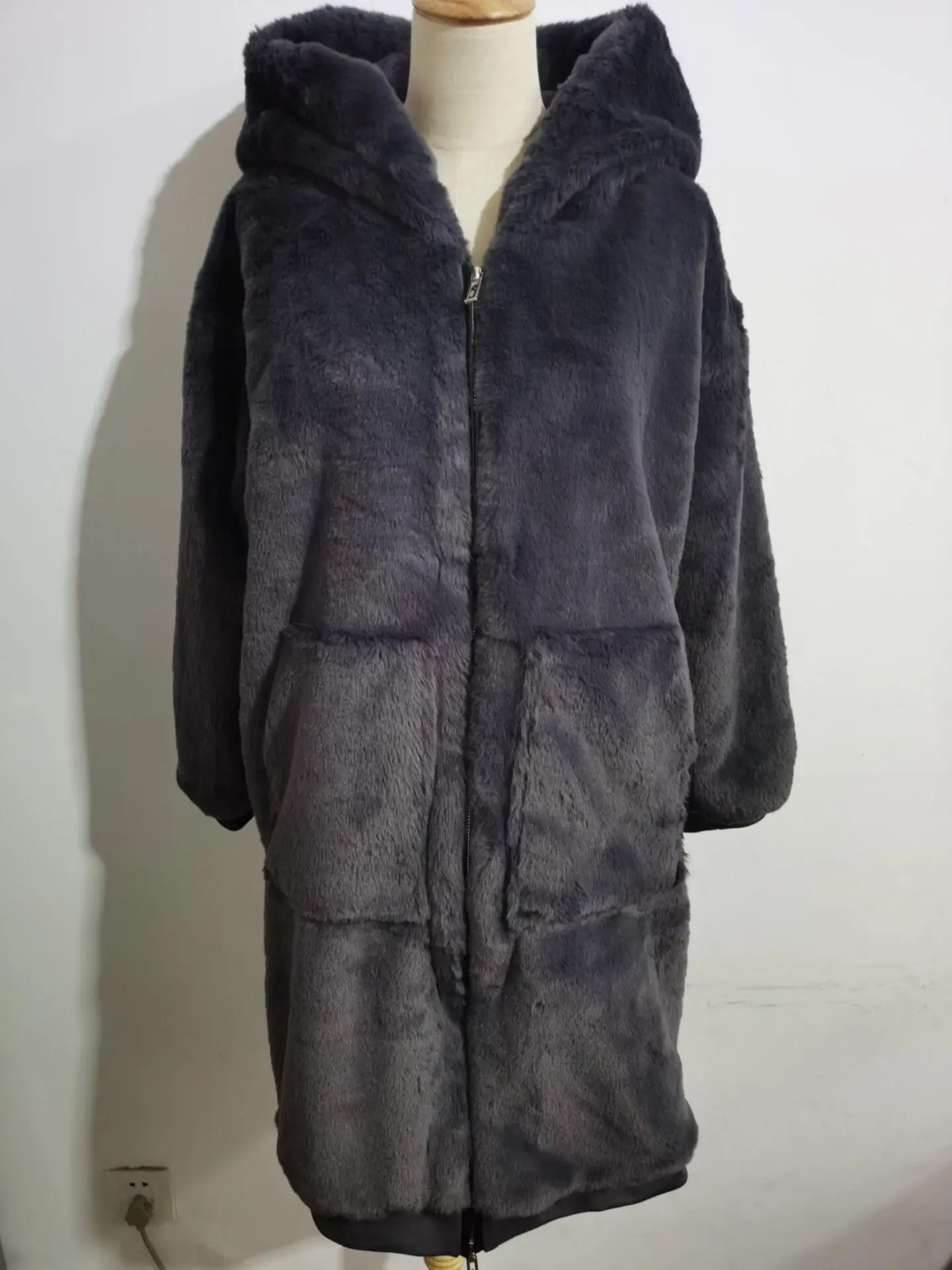 Oversized Winter Warm hooded Large size Long Solid