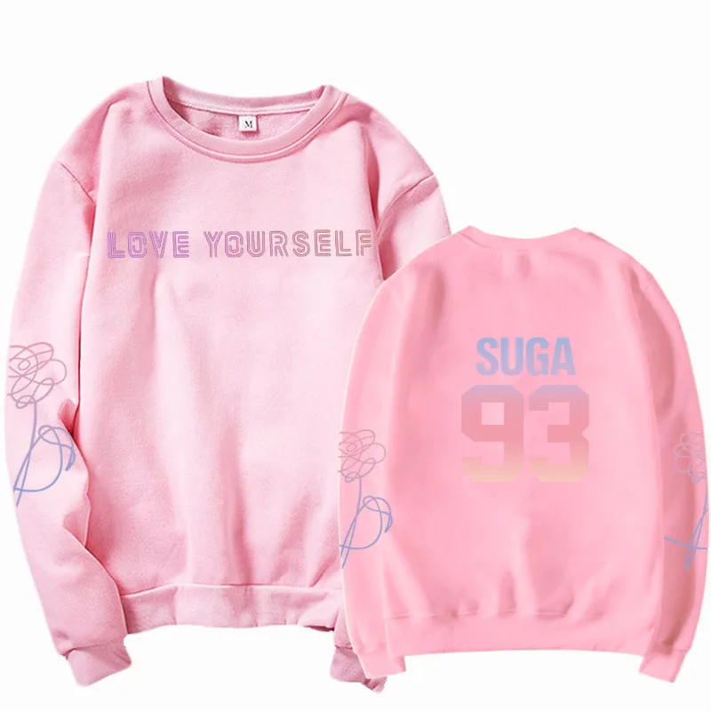 Унисекс Корейская черно-белая уличная одежда suga v Jungkook J-Hope Jimin Love yourself, толстовка с капюшоном Bangtan kpop - Цвет: Sweatshirt pink 93