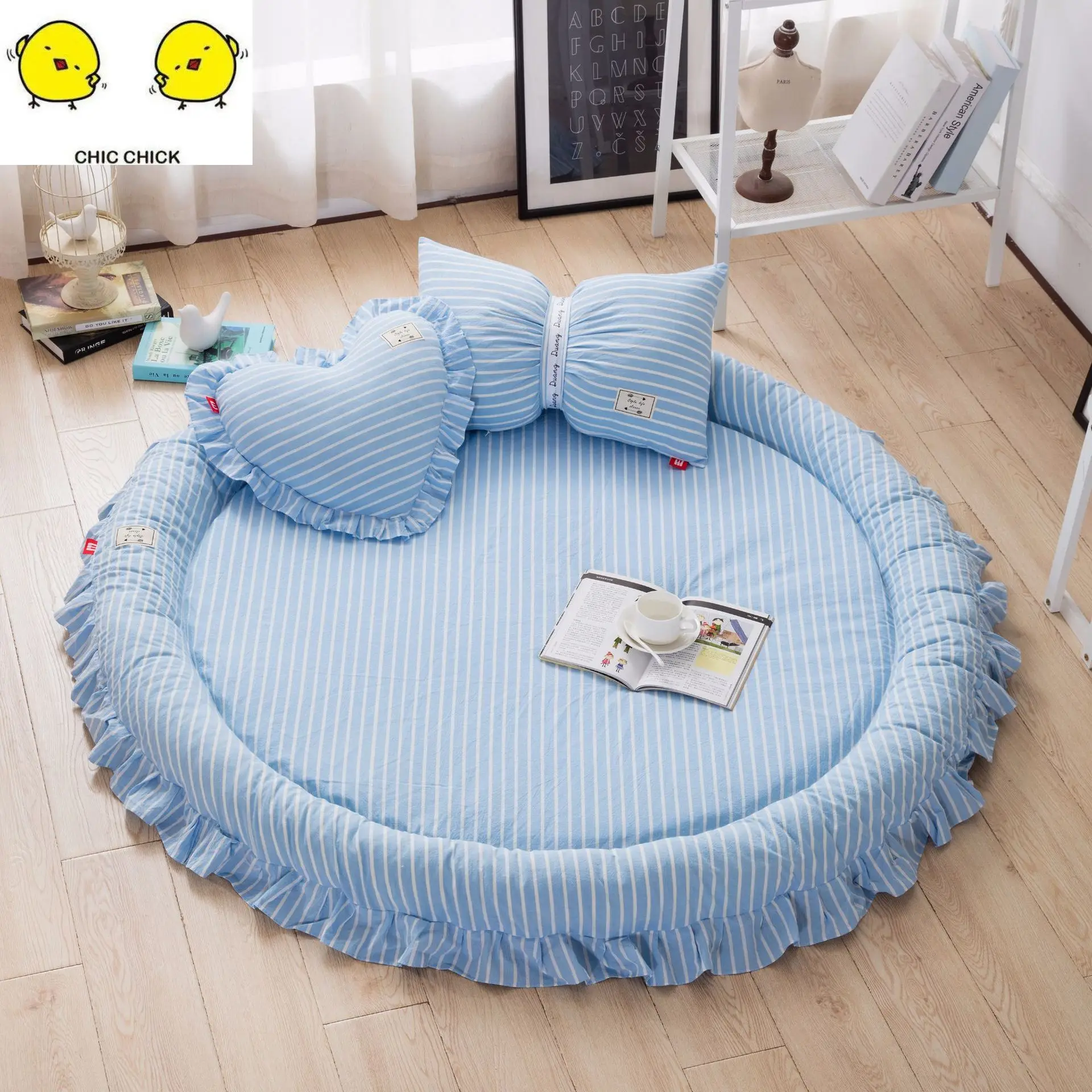 

Round Rugs Baby Play Mat Toys Storage Organizer,Nursery Rugs Large polyester Anti-slip Cartoon Animal Baby Floor Mat Game Mat