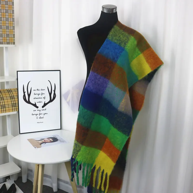 

2019 New Arrival Adult Hijab Winter New Cashmere British Style Color Plaid Thick Shawl And Women Braid Warm Ac Customization