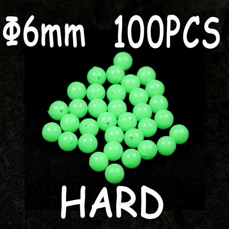 100pcs green 6x6mm 100 шт рыболовные снасти в виде бобов светящиеся круглые поплавки пробки светящиеся такелажные Бусины Пластиковые снасти Соблазнительные аксессуары красный зеленый - Цвет: 100pcs green 6x6mm