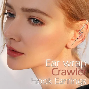 

2Pcs/Pair Ear Wrap Crawler Hook Earrings Ear Wrap Crawler Hook Earrings Punk Wrap-around Track Hook Earrings 1Pcs
