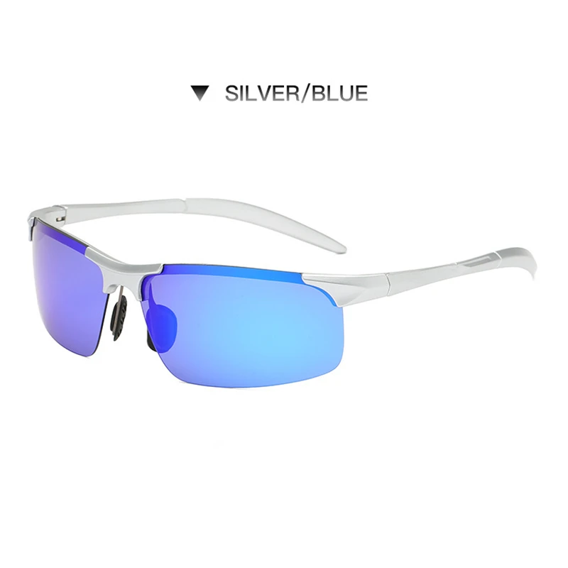 Silver Blue 04 Винтажные Квадратные Солнцезащитные очки для вождения, мужские поляризованные UV400, высокое качество, спортивные солнцезащитные очки для мужчин, дизайнерские классические мужские солнцезащитные очки - Цвет линз: Silver Blue 04