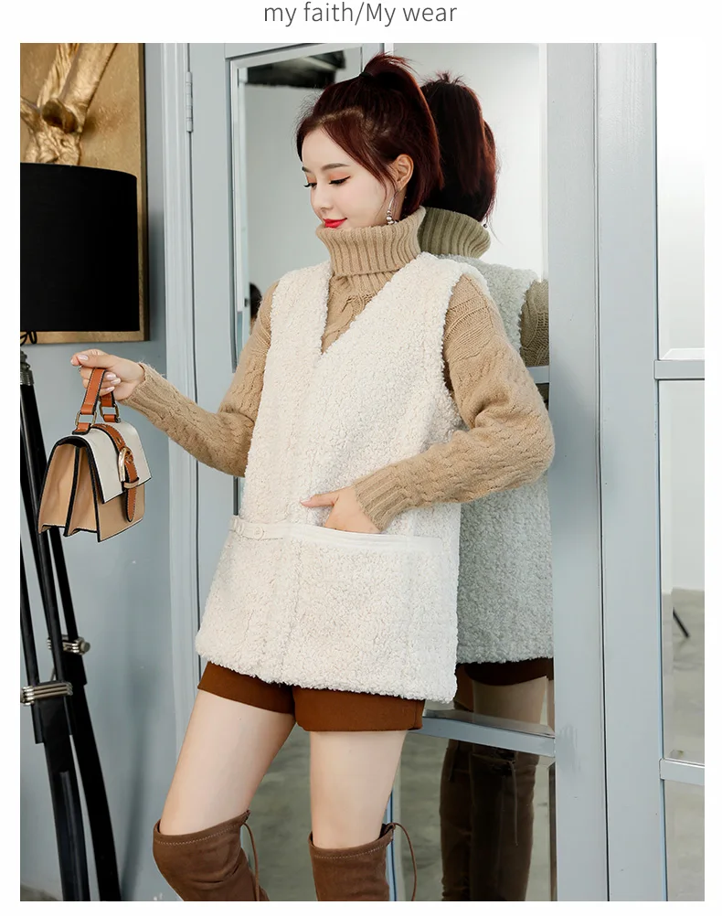 Lambs wool cotton vest women's fur vest new short women's vest jacket winter sheep fur vest JN954