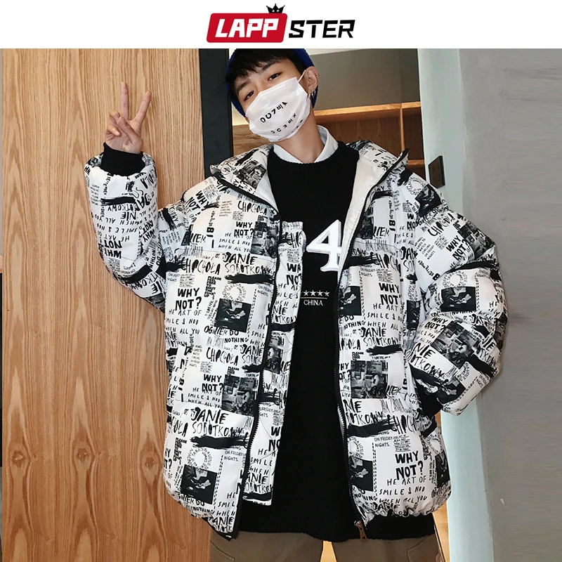 

LAPPSTER Winter Jacket Men Japanese Streetwear 2020 Winter Parka Korean Mens Hooded Jacket Male Hip Hop Thick Puffer Jacket Coat