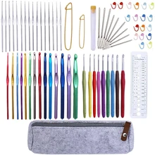 LMDZ 72 Pcs Crochet Ganci Set di Aghi di Lavoro A Maglia Crochet Ago Grande Occhio Aghi Smussati Marcatura Pinze Tessuto Craft Accessori