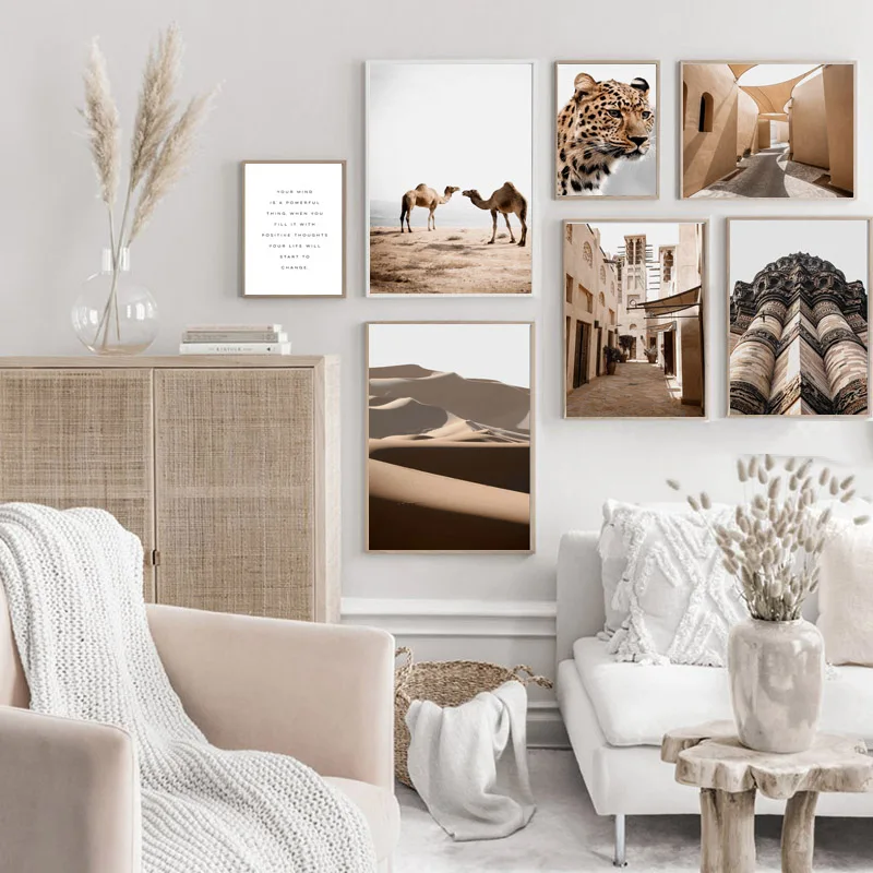 Nordic-poster-Morocco-desert-leopard-camel-and-print-Islamic-mural-oil-painting-mural-living-room-home (3)