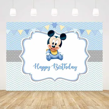 

happy birthday baby backdrop blue baby shower party decoration baby mickey mouse photo booth background white blue stripes