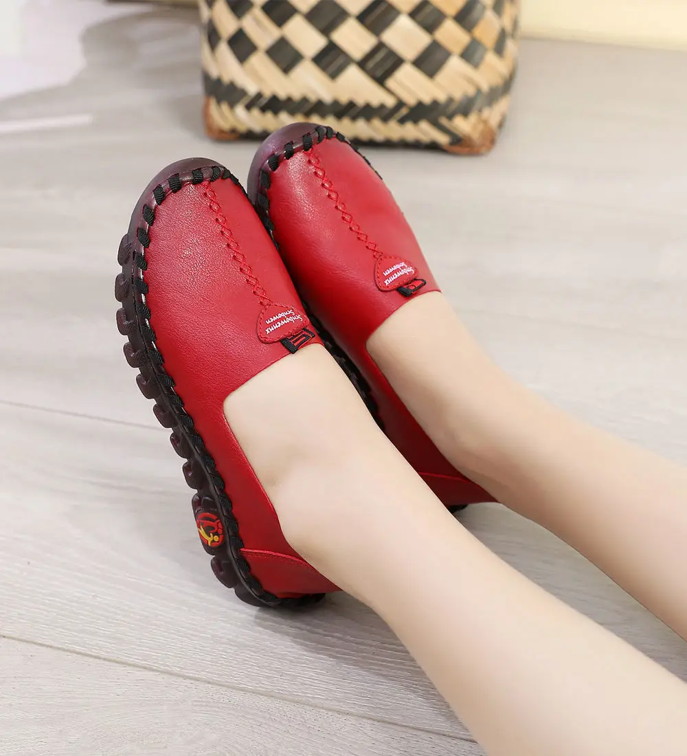 Designer Oxford Platform Shoes for Women Cozy Leather Loafers Female Precision Stitching Slip On Mules Moccasin Woman Sneakers