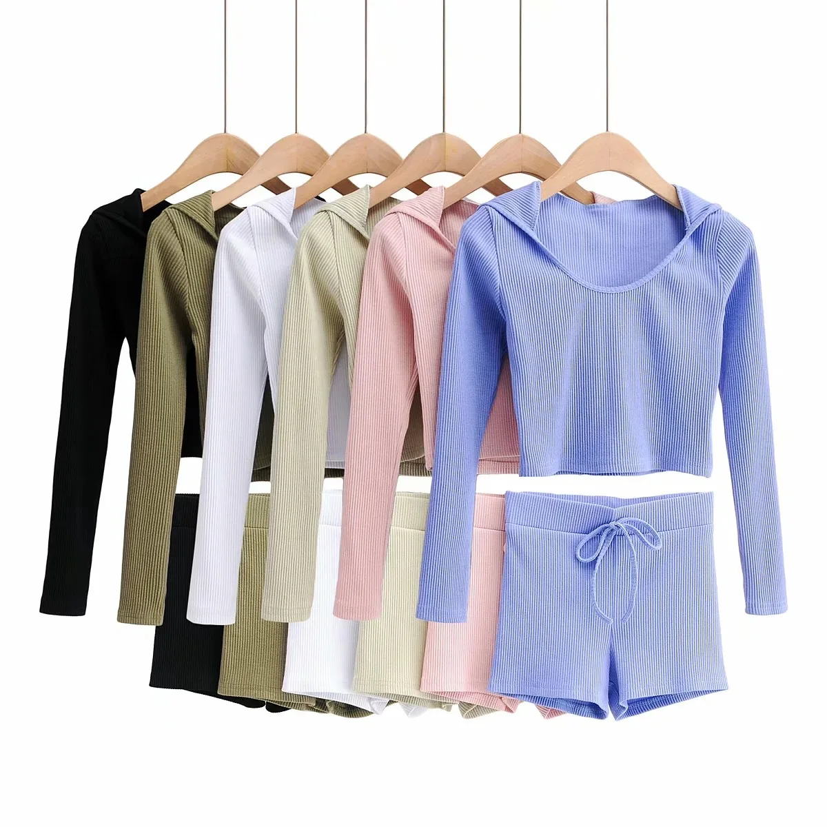 Женский комплект из 2 предметов Однотонная футболка с длинным рукавом и