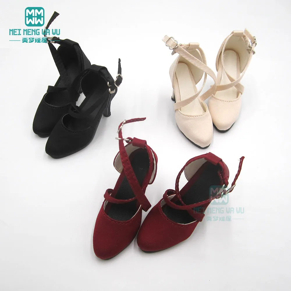 

7.5cm Shoes for doll fits 1/3 BJD SD10 SD13 doll accessories girl fashion pointed high heels red, black, beige