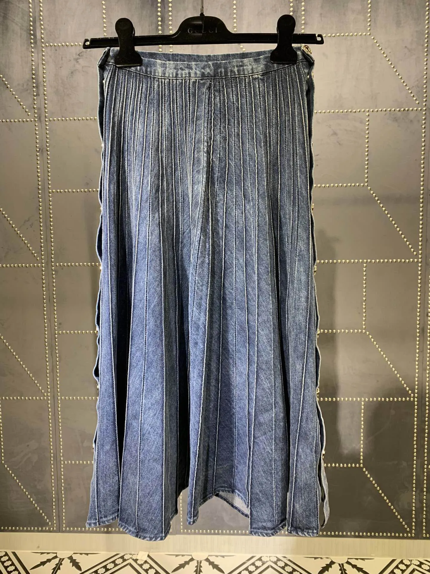 winner new women pleated denim skirt female casual skirt rmsx 10.21 - Цвет: Синий