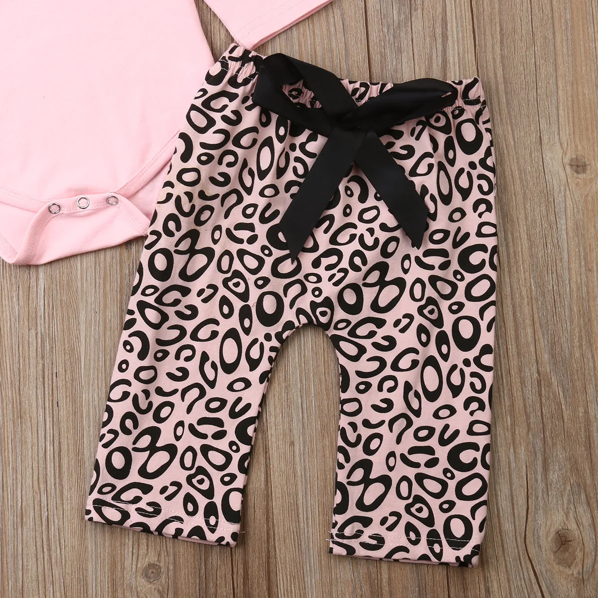 Детская одежда Одежда для новорожденных девочек топы с длинными рукавами+ леопардовые штаны повязка на голову комплект одежды