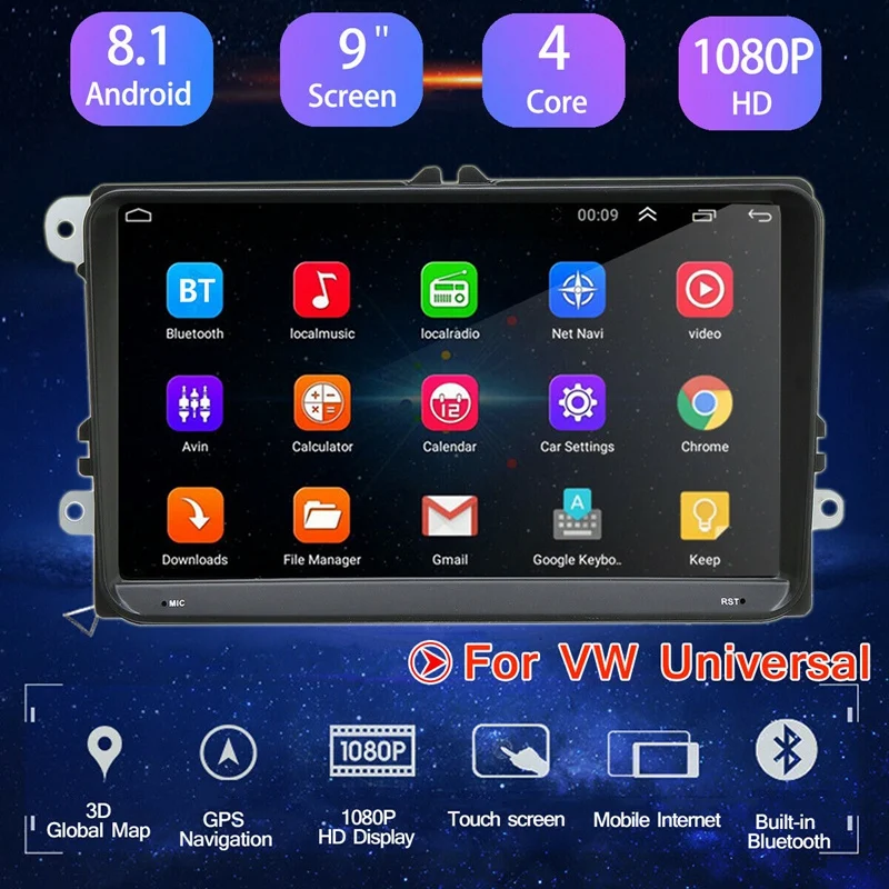 9 дюймов Автомобильный навигатор DVD машина двойной 2 Din Android 8,1 стерео DAB+ радио MP5 плеер gps SAT NAV Bluetooth WiFi ссылка