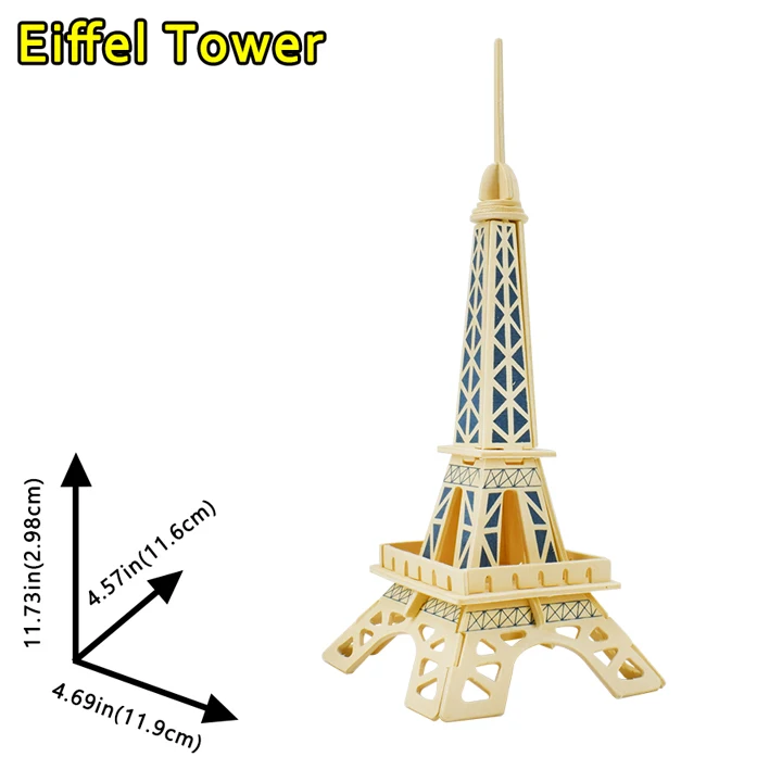 3D деревянные головоломки, игрушки, пазлы, архитектура, дом, сделай сам, ручная сборка, пазлы для детей, Обучающие Развивающие деревянные игрушки для детей - Цвет: 1