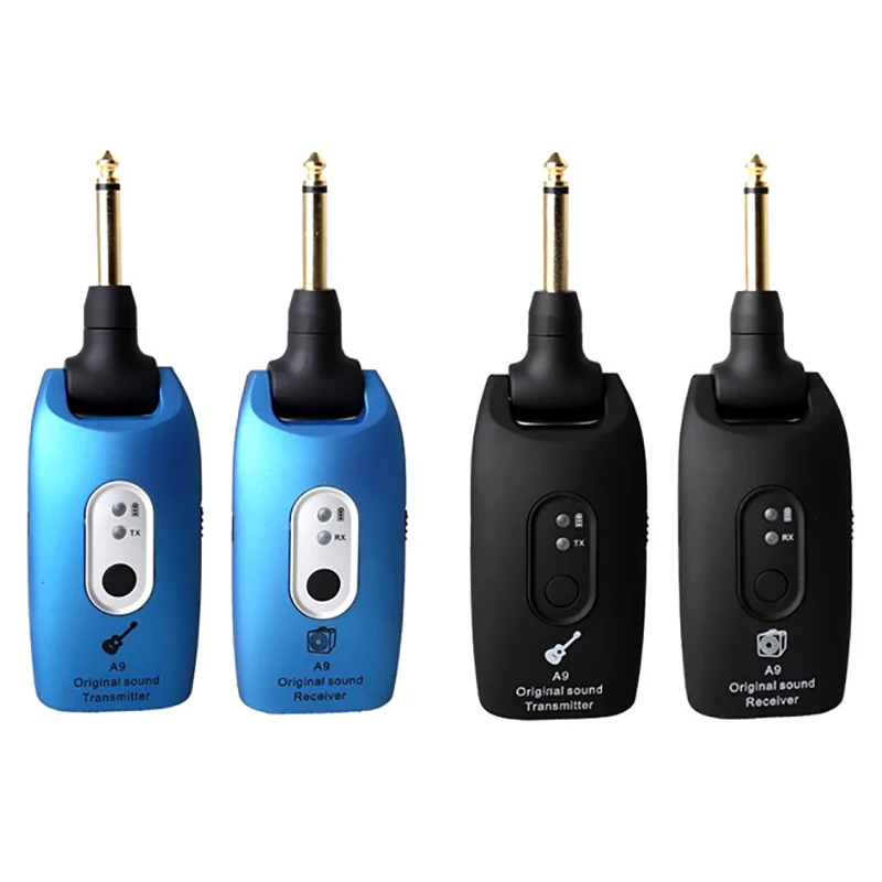 SEWS-2.4GHz Wireless Guitar System Transmitter A9 Receiver Built-In Rechargeable Accessories,Blue