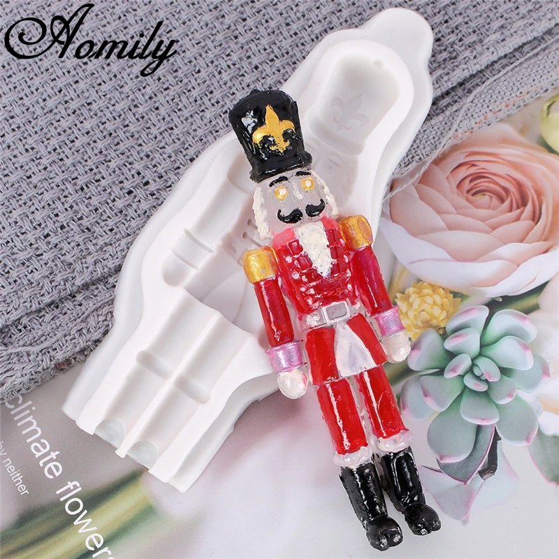 Aomily 3d Cartoon Nutcracker Fondant Silicone Mold Candle Sugar Craft