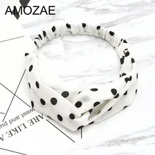 New Women Hairband Dot Soft Wide Elastic Stretch Running Yoga Turban Head Wrap Scarf Hair Accessories Bandage Hairband