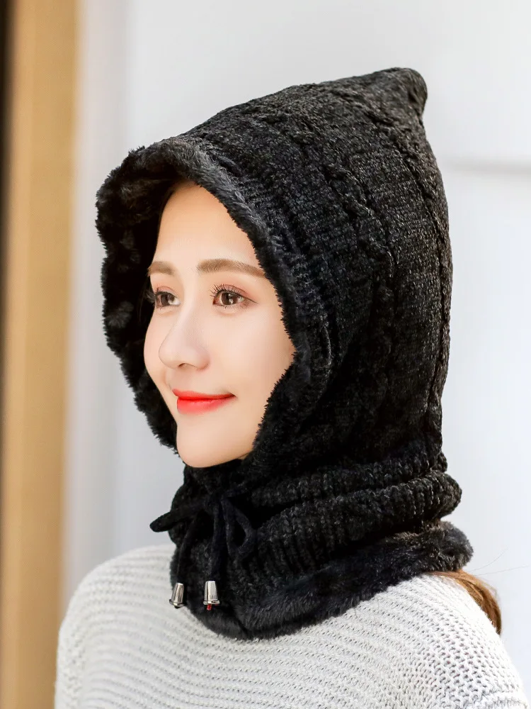 Женские шапки Skullies, ветрозащитный для езды, маска, защита для ушей, Балаклава, зимние шапки для женщин, Толстая теплая вязаная шапка для женщин и мужчин