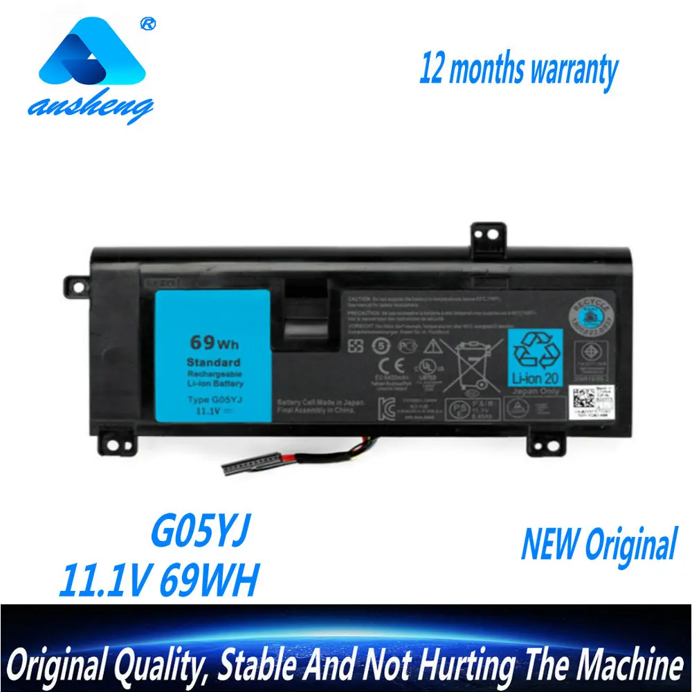 Подлинная батарея для ноутбука G05YJ Dell Alienware 14 A14 M14X R3 R4 серии P39G 14D-1528 GO5YJ Y3PN0 8X70T 11 1 V