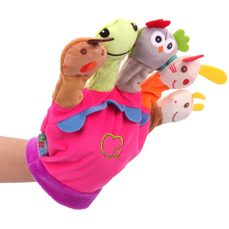 

Bbsky Finger Puppets with Music Box Storytelling Parent And Child Interactive Cartoon Animal Hand Puppet Gloves Plush Toys