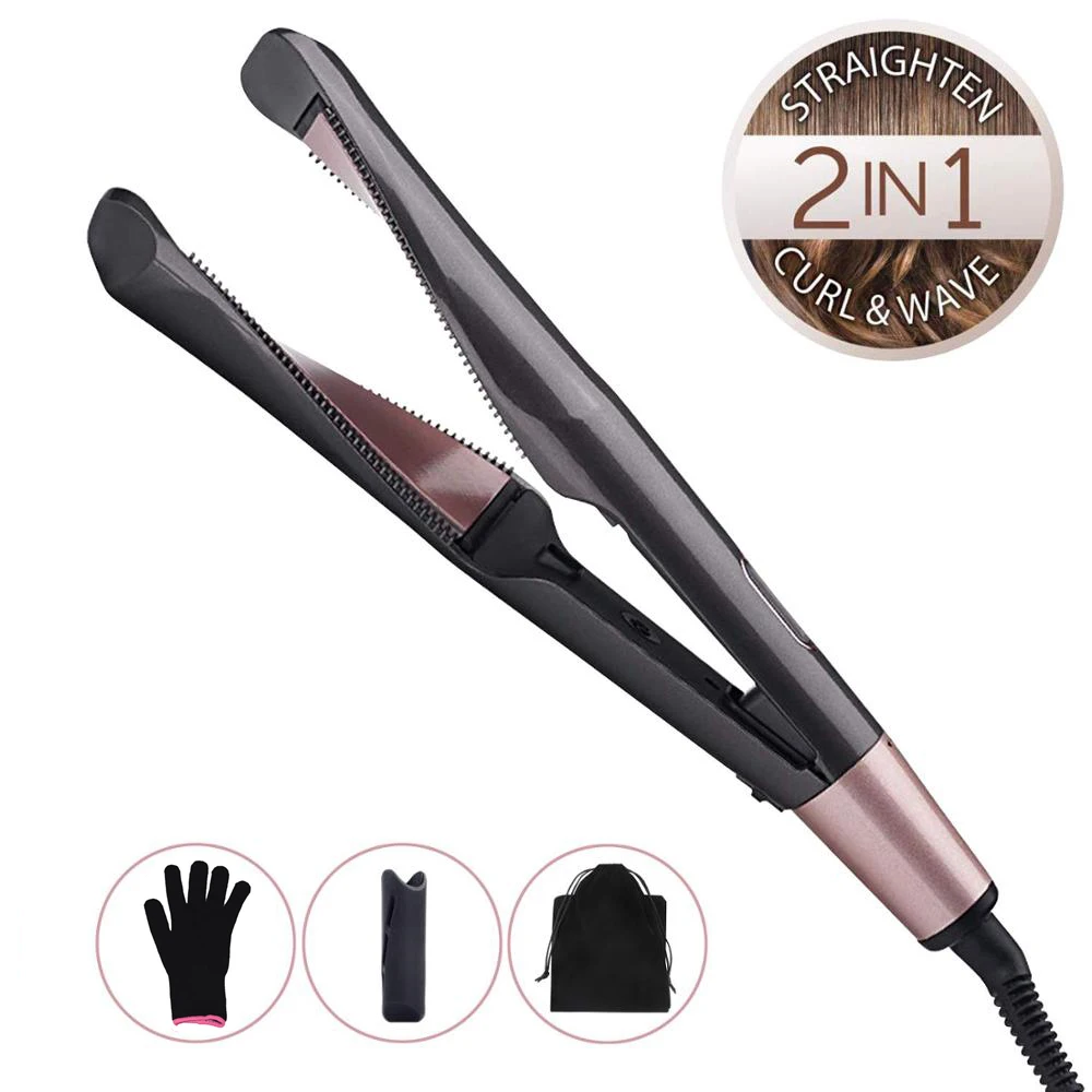 

Professional Hair Straightening Curling Iron 2 in 1 Hair Styling Tools Ceramic Flat Iron Hair Straightener Twist Hair Curler