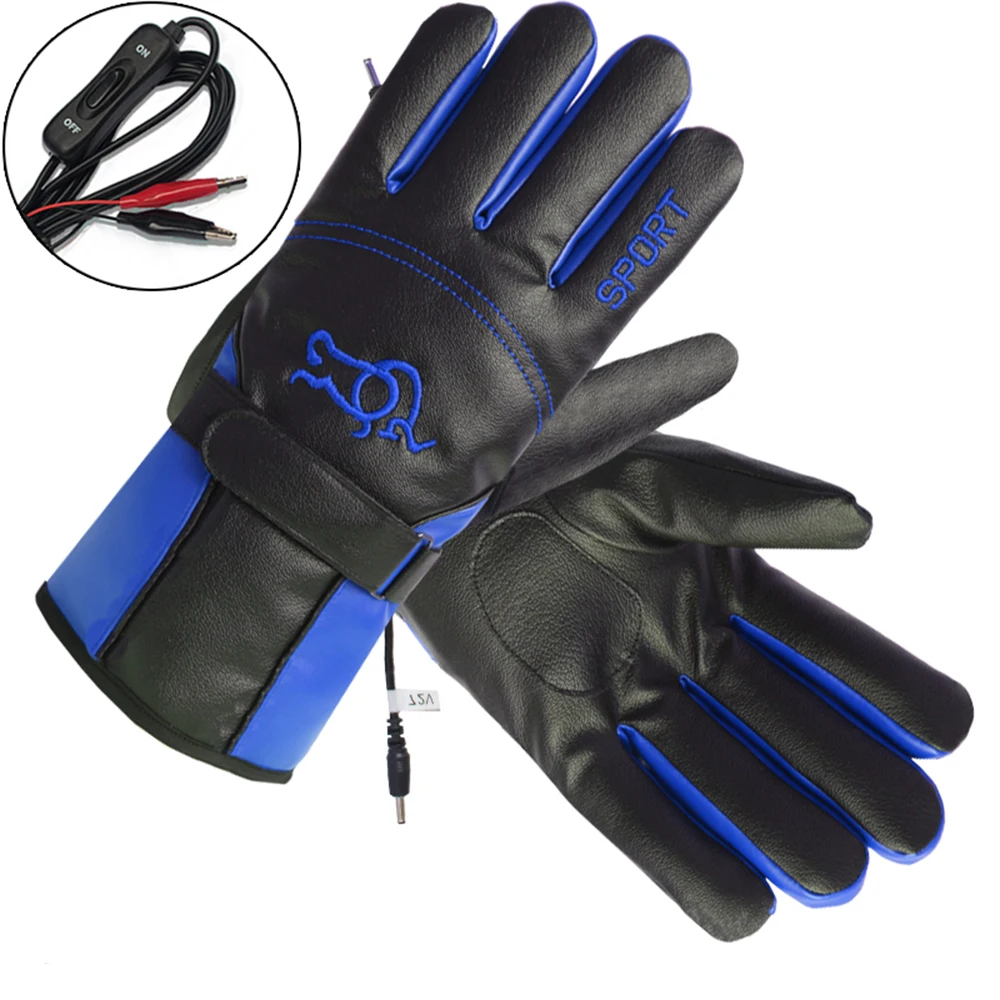 HEROBIKER зимние Мотоциклетные Перчатки Guantes Moto с сенсорным экраном на батарейках, мотоциклетные гоночные водонепроницаемые перчатки с подогревом - Color: For Motorcycle Blue