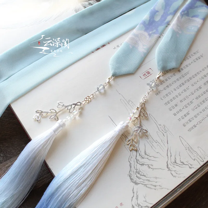 

Coral swim blue coral jellyfish print Hanfu tassel hair band antique tiara hair accessories